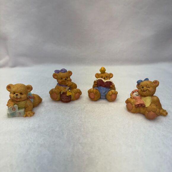 VTG Lot of 4 Teddy Bear baby Anthropomorphic 1994 J.C Resin figurines‎ miniature - Picture 1 of 6